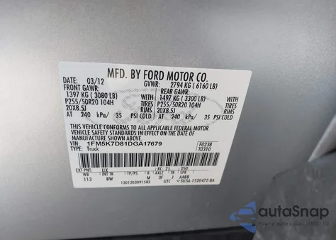 2013 Ford Explorer Xlt из США, поврежденный, VIN 1FM5K7D81DGA17679